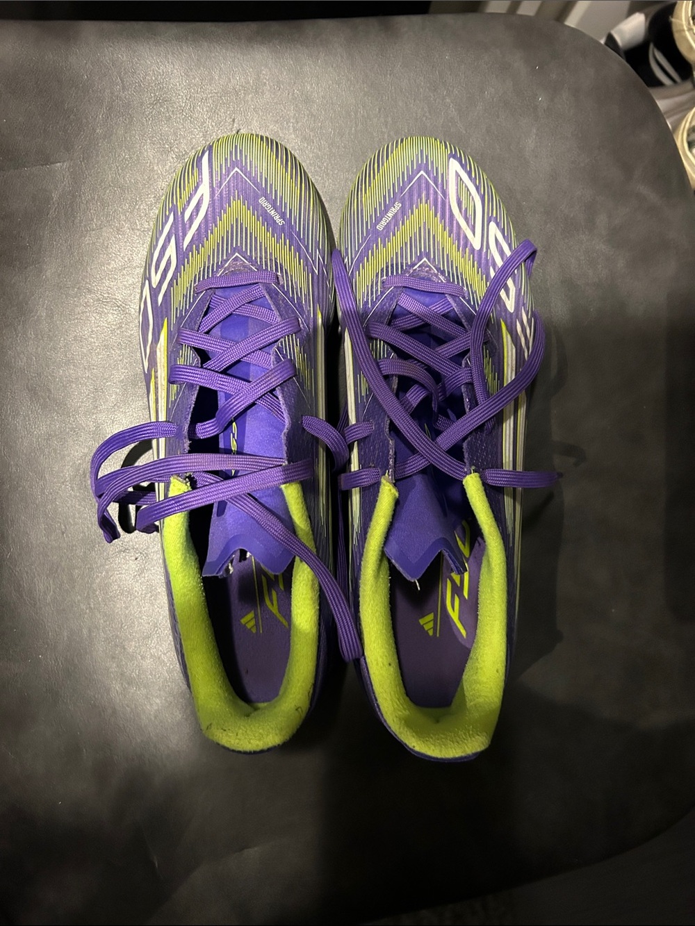 adidas Women's Purple and Lime Athletic Cleats
